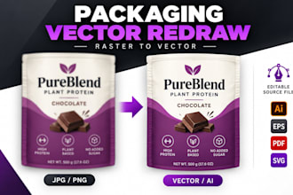 redraw packaging artwork into editable illustrator vector source files for print