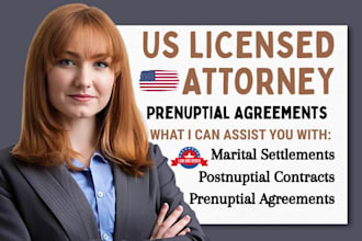 draft US prenuptial agreement postnuptial or marriage legal contract