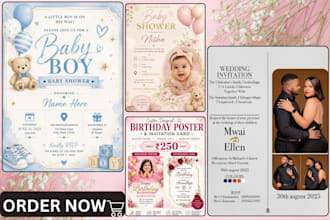 design wedding invitation, birthday invitation, party invite, baby shower invite