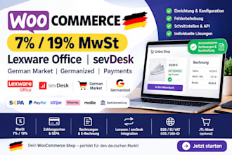 deutsch woocommerce mwst 7 19 lexware sevdesk online shop wordpress jtl eu sepa