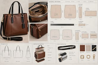 create custom bag sewing patterns, digital patterns and sewing pattern design