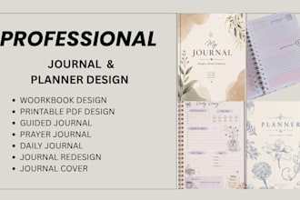 design kdp journal cover and interior, custom planner for low content