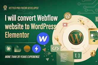 convert webflow website to wordpress elementor website, webflow migration