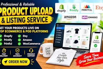 upload products to shopify printify printful etsy amazon woocommerce