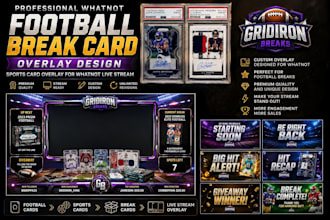 design whatnot football break card overlay sport card for whatnot live stream