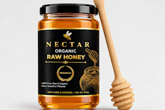design premium organic honey jar packaging and label design