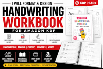 format and design a handwriting workbook for amazon kdp