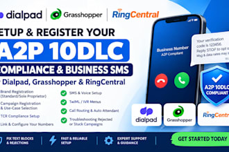 setup dialpad a2p 10dlc grasshopper a2p 10dlc registration, tcr compliant