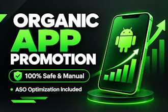 do android and IOS app promotion download, organic app promo and aso
