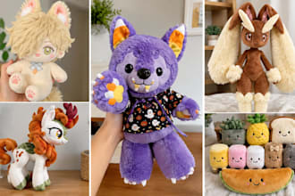 custom handcrafted animal, plush toy personalized animal handmade plushie