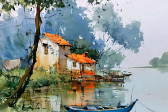 make watercolor landscape design