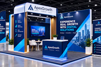 design trade show booth, exhibition stand, backdrop, booth graphics and banner