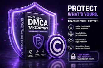 draft legal dmca takedowns for stolen product, copyright content