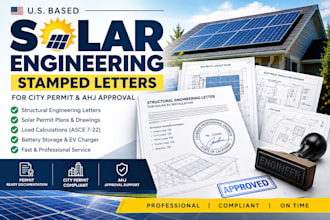 provide US solar engineering stamped letters for city permit and ahj approval