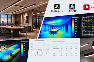 do lighting design, dialux evo, agi32, autocad layout and lux calculation