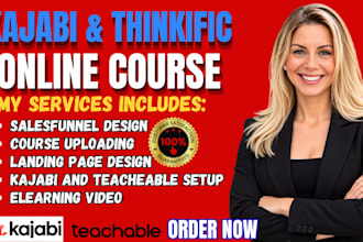 setup kajabi online course sales funnel and thinkific website landing page