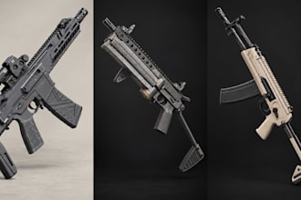 create game ready 3d weapon models, guns and props with pbr texture