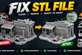 edit fix 3d stl file scan cleanup repair mesh optimize 3d model printing in 24hr