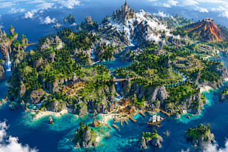 build custom minecraft map spawn lobby hub realistic terrain as worldpainter
