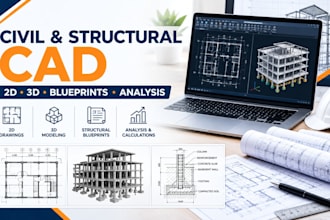 create professional 2d and 3d civil and structural cad designs blueprints