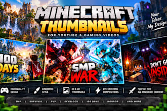 create professional minecraft youtube gaming thumbnail design for gaming videos