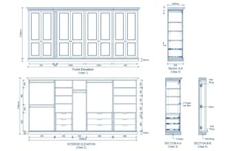 create wardrobe drawings, closet shop drawings and cut lists