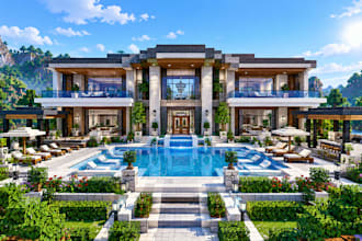 minecraft castle, minecraft house, minecraft lobby, minecraft mansion, village