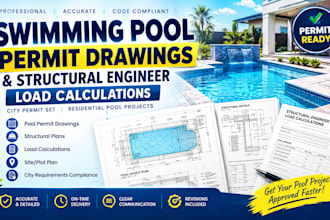 review, draw swimming pool city permit set, structural engineer load calculation