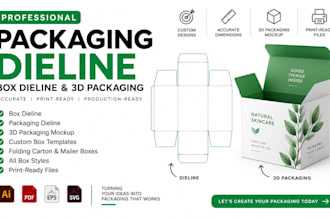 create custom box dieline, packaging dieline and 3d product packaging design