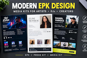 design a modern epk media kit for musicians artists djs and creators