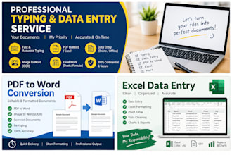 do data entry typing and PDF to word or excel