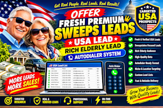 offer fresh premium sweeps leads, usa lead, rich elderly lead, autodailer system