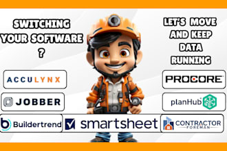 migrate construction data to procore jobnimus  planhub smartsheet wrike acculynx