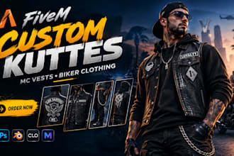 create custom fivem mc kuttes, biker vests and gta v clothing