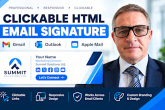 do clickable HTML email signature for outlook, gmail, apple mail