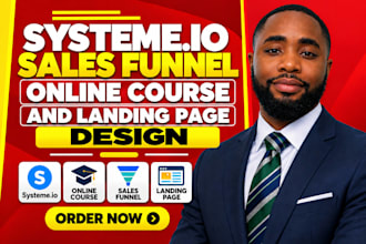 setup systeme io sales funnel, online course and landing page design
