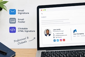 design professional email signature, email footer, and clickable HTML signature