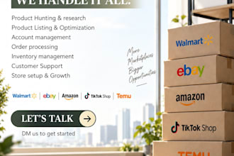 manage your amazon, walmart, ebay, temu, tiktok shop