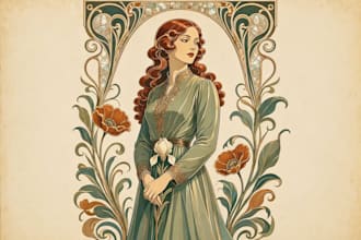 draw an art nouveau illustration portrait or character