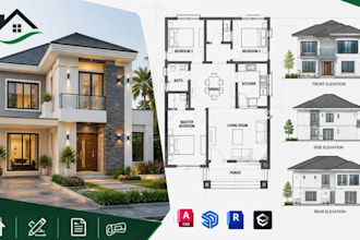 create complete residential house plans with floor plans and elevations