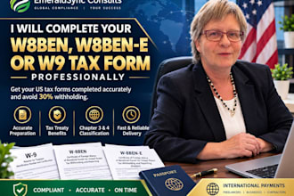 complete your w8ben, w8ben e, or w9 tax form professionally