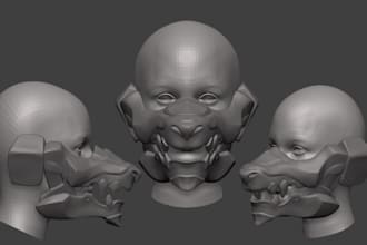 3d model custom cosplay helmet mask armor for 3d printing