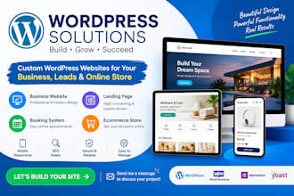 build wordpress website, landing page, booking page, ecommerce website