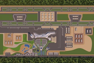 design landscape site plan,control tower site layout,digital twin,3d data center