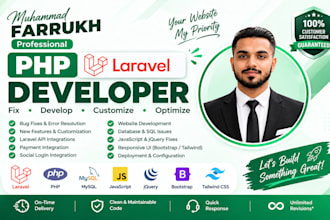 develop php laravel website, fix urgent laravel bug fix