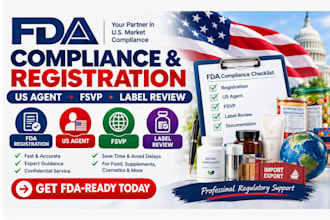 handle fda compliance, fda registration, US agent service, label review, fsvp