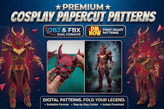 design printable low poly peapercraft templates and pepakura 3d cosplay models