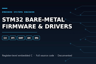 develop stm32 bare metal firmware and peripheral drivers in embedded c