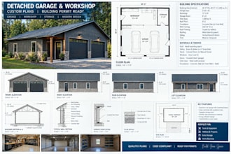 design custom detached garage and workshop plans for building permits