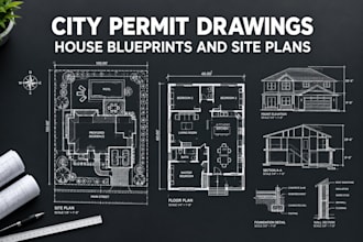 draw architectural city permit drawings and house blueprints